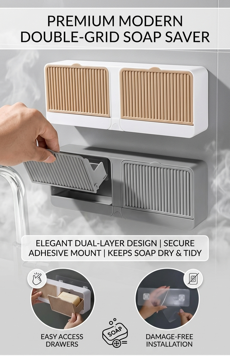 Modern double grid soap box